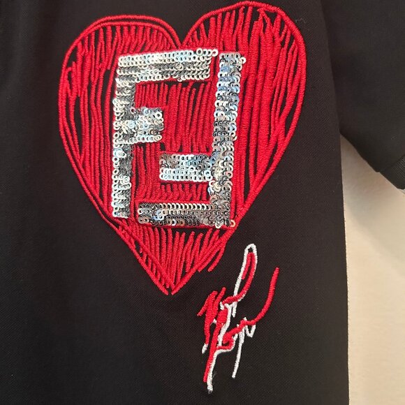 Fendi black/red short-sleeved mini polo dress sz M - Picture 3 of 9